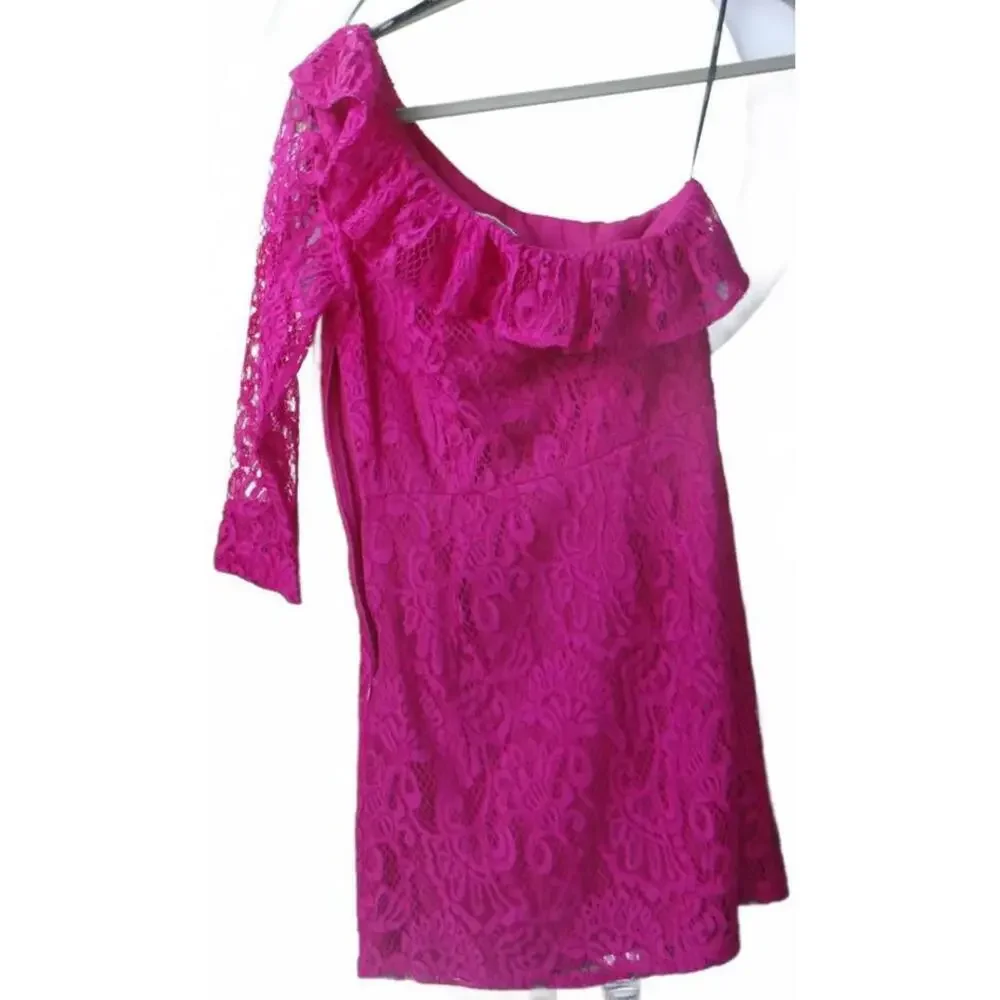 Forever 21 Off-Shoulder Lace‎ Dress - Vibrant Pink